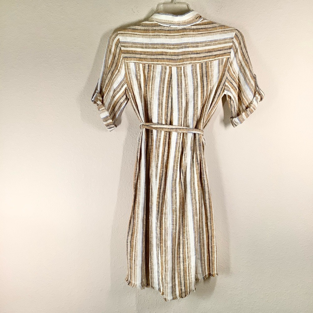 Anthropologie DREW Linen Shirt Dress XS Ollie Stripe Midi Vacation Resort Preppy - Picture 14 of 15